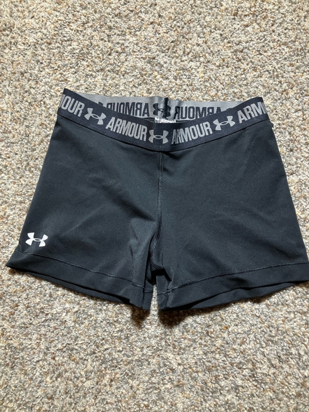Under Armour Women's Black Logo Elastic Waist Athletic Shorts
